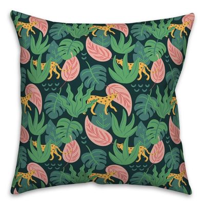 Cheetahs and Leaves Outdoor Pillow