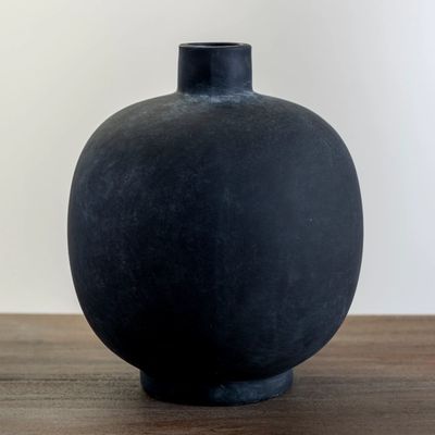 Matte Black Round Vase