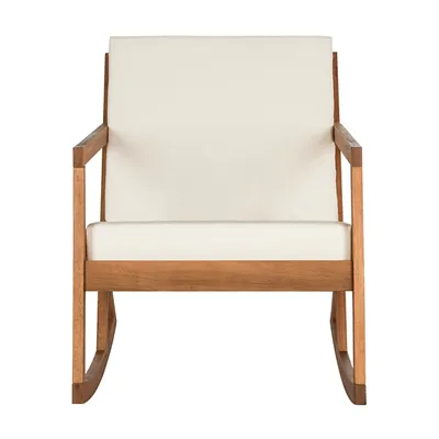 Eucalyptus Wood with Beige Cushion Rocking Chair