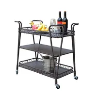 Espresso Wicker Resin Serving Cart