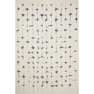 Cream and Navy Abstract Pattern Accent Rug