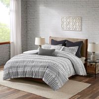 Gray Woven Jacquard California King Comforter Set