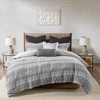 Gray Woven Jacquard California King Comforter Set