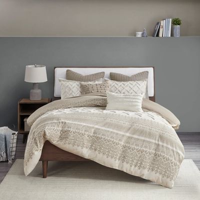 Gray and White 3-pc. California King Duvet Set