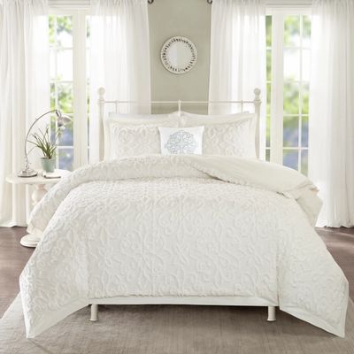 White Floral California King 4-pc. Comforter Set