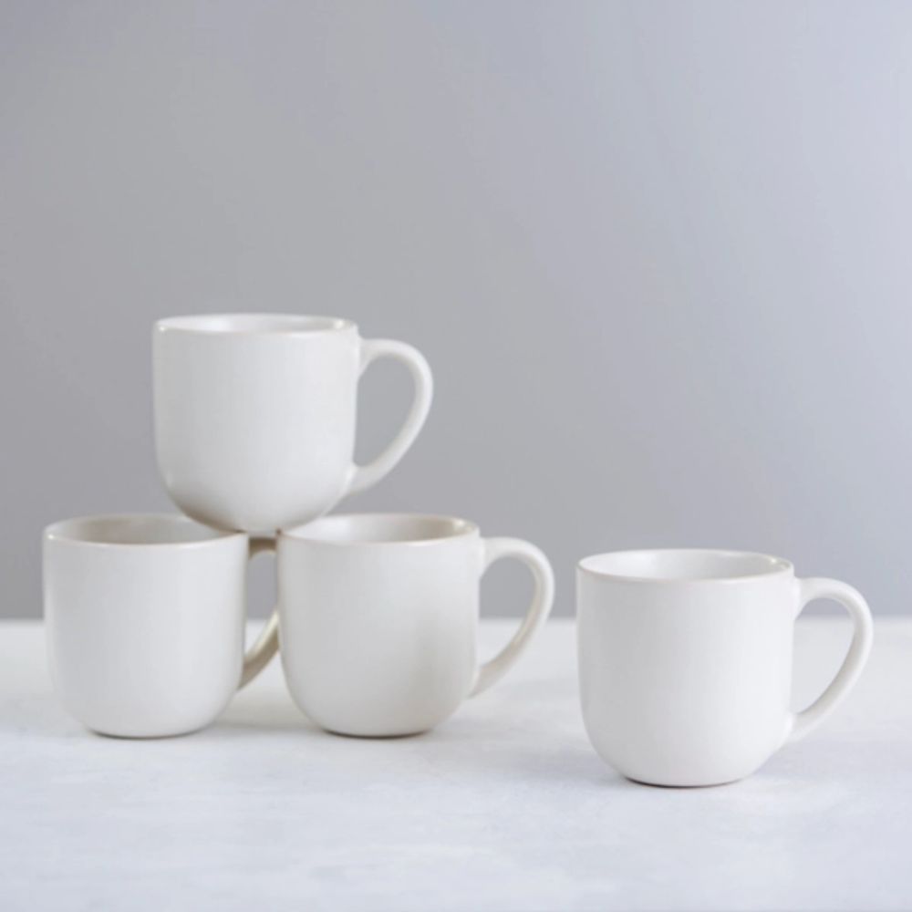 Matte Ecru Simple Things Mugs, Set of 4