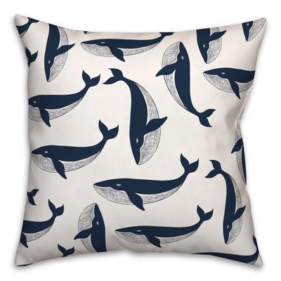 Navy Whale Outdoor Pillow