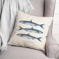 Blue Coastal Fish Outdoor Pillow