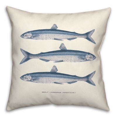 Blue Coastal Fish Outdoor Pillow