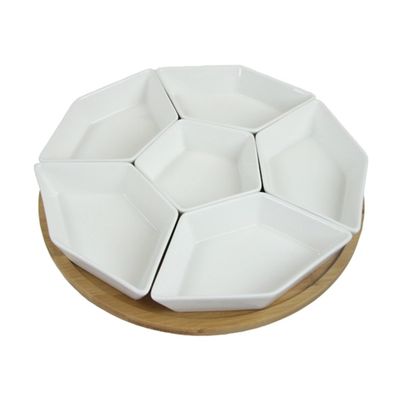 White Bamboo 7-pc. Lazy Susan Serving Tray