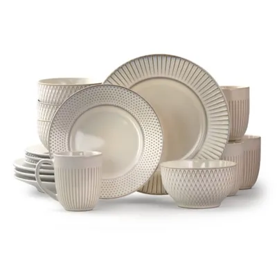 White 16-pc. Embossed Stoneware Dinnerware Set