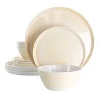 Cream Melamine Round 12-pc. Dinnerware Set