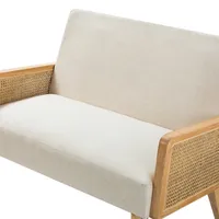 Linen and Rattan Loveseat