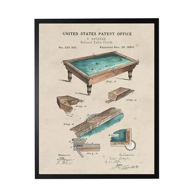 Watercolor Pool Table Framed Art Print