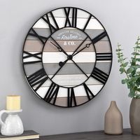 Mixed Plank and Black Metal Wall Clock