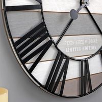 Mixed Plank and Black Metal Wall Clock