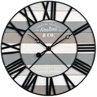 Mixed Plank and Black Metal Wall Clock