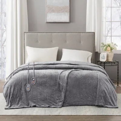Gray King Ultra Soft Plush Heated Blanket