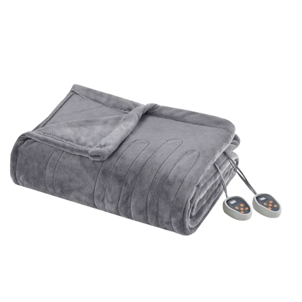 Gray King Ultra Soft Plush Heated Blanket