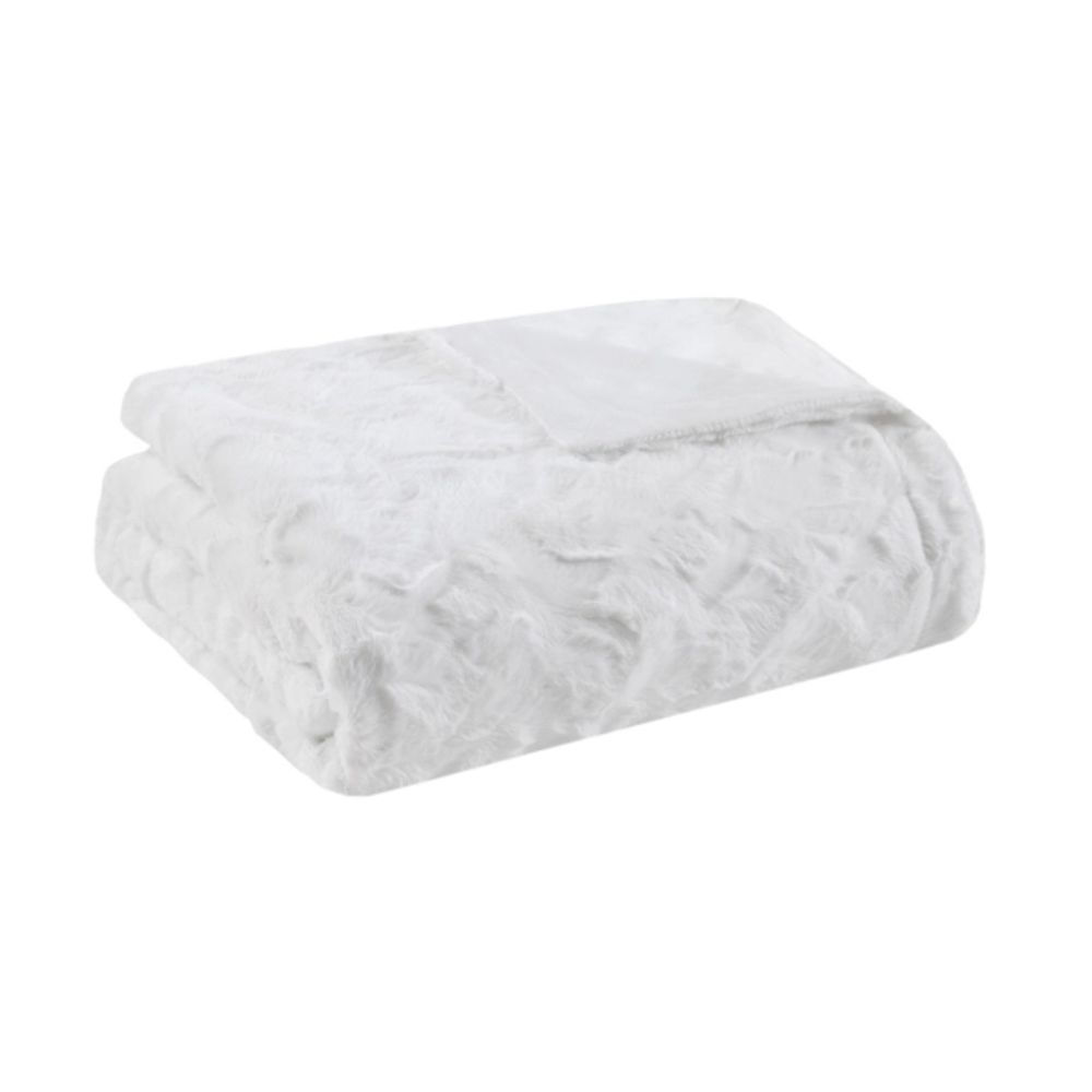 White Faux Fur Oversized Throw