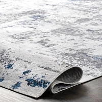 Gray Modern Abstract Washable Area Rug, 4x6