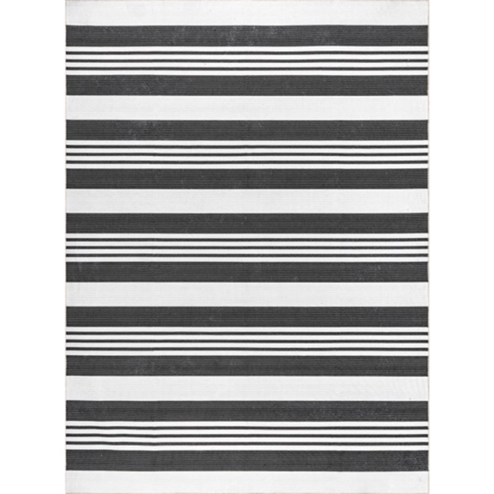 Black and White Striped Washable Area Rug, 3x5