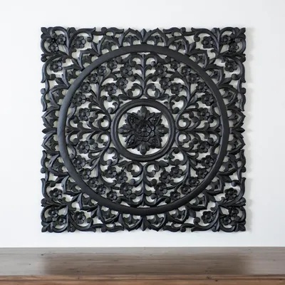 Black Carved Wooden Wall Plaque