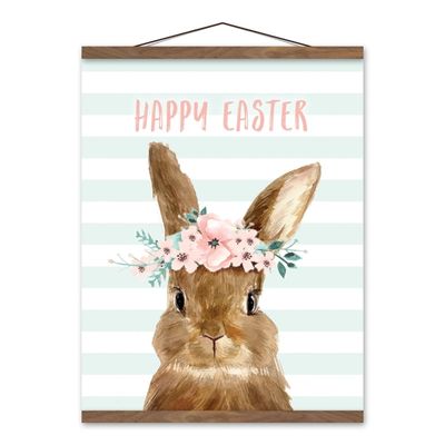 Bunny with Floral Crown Hanging Canvas Print