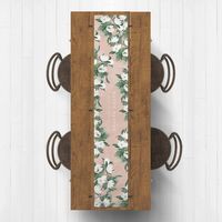 Pink Floral Print Cotton Twill Table Runner