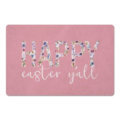 Pink Happy Easter Y'all Indoor Floor Mat