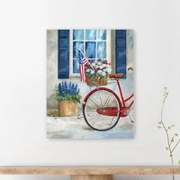 Patriotic Bike Flag Canvas Art Print