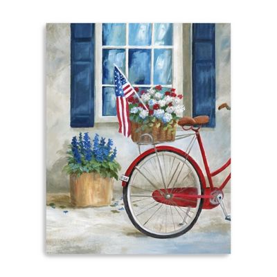 Patriotic Bike Flag Canvas Art Print