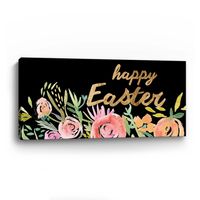 Happy Easter Gold Floral Canvas Art Print