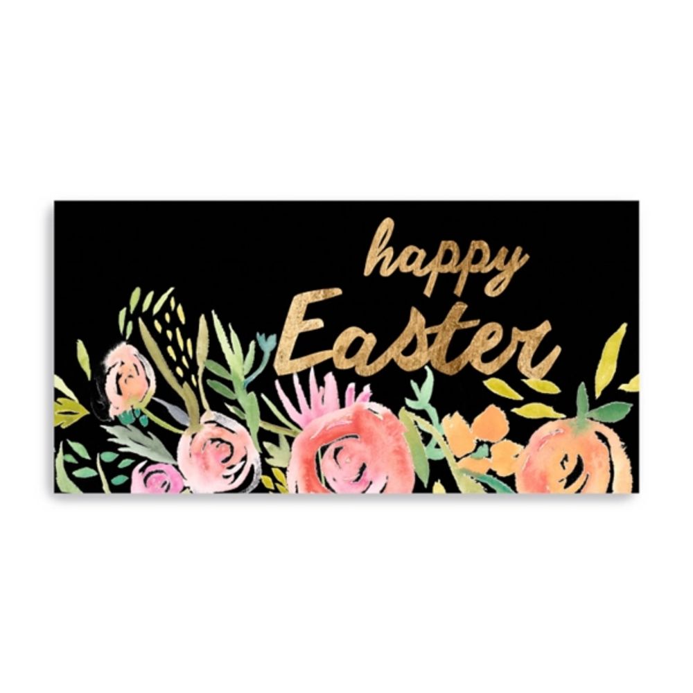 Happy Easter Gold Floral Canvas Art Print