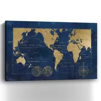 Indigo World Map Canvas Art Print, 60x40 in.