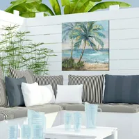 Coastal Palm Outdoor Canvas Art Print, 24x24 in.