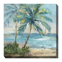 Coastal Palm Outdoor Canvas Art Print, 24x24 in.