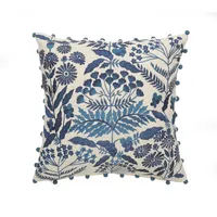Navy and White Chinoiserie Floral Pillow