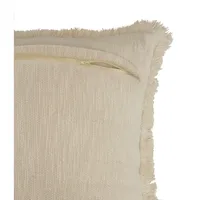 Solid Ivory Fringe Accent Pillow