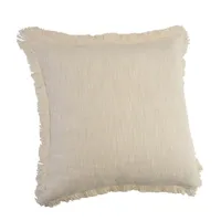 Solid Ivory Fringe Accent Pillow