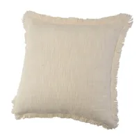 Solid Ivory Fringe Accent Pillow