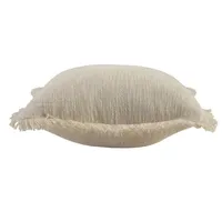 Solid Ivory Fringe Accent Pillow