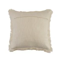 Solid Ivory Fringe Accent Pillow