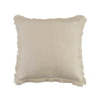 Solid Ivory Fringe Accent Pillow