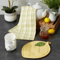 Lemon Plaid 2-pc. Potholder and Kitchen Towel Set