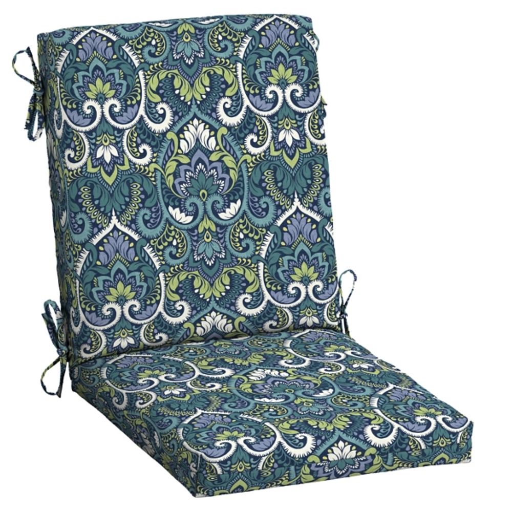 Sapphire Damask Luxe Outdoor Dining Chair Cushion