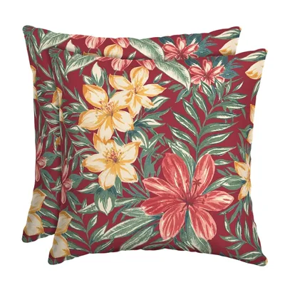 Ruby Tropical Outdoor Pillows, Set of 2