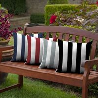 Black Cabana Stripe Outdoor Pillow, 16 in.