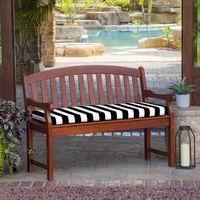Black Cabana Stripe Outdoor Bench Cushion