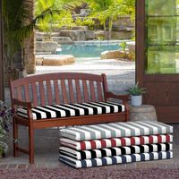 Black Cabana Stripe Outdoor Bench Cushion